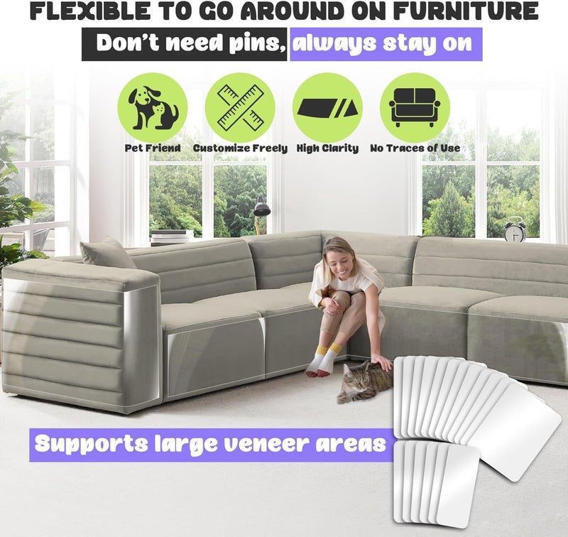 JINVOGREEN Large Cat Scratch Furniture Protector, 18 Pcs Clear Anti Cat Scratch Protector, Self-Adhesive Furniture Cat Scratch Protector, 17in - Image 5
